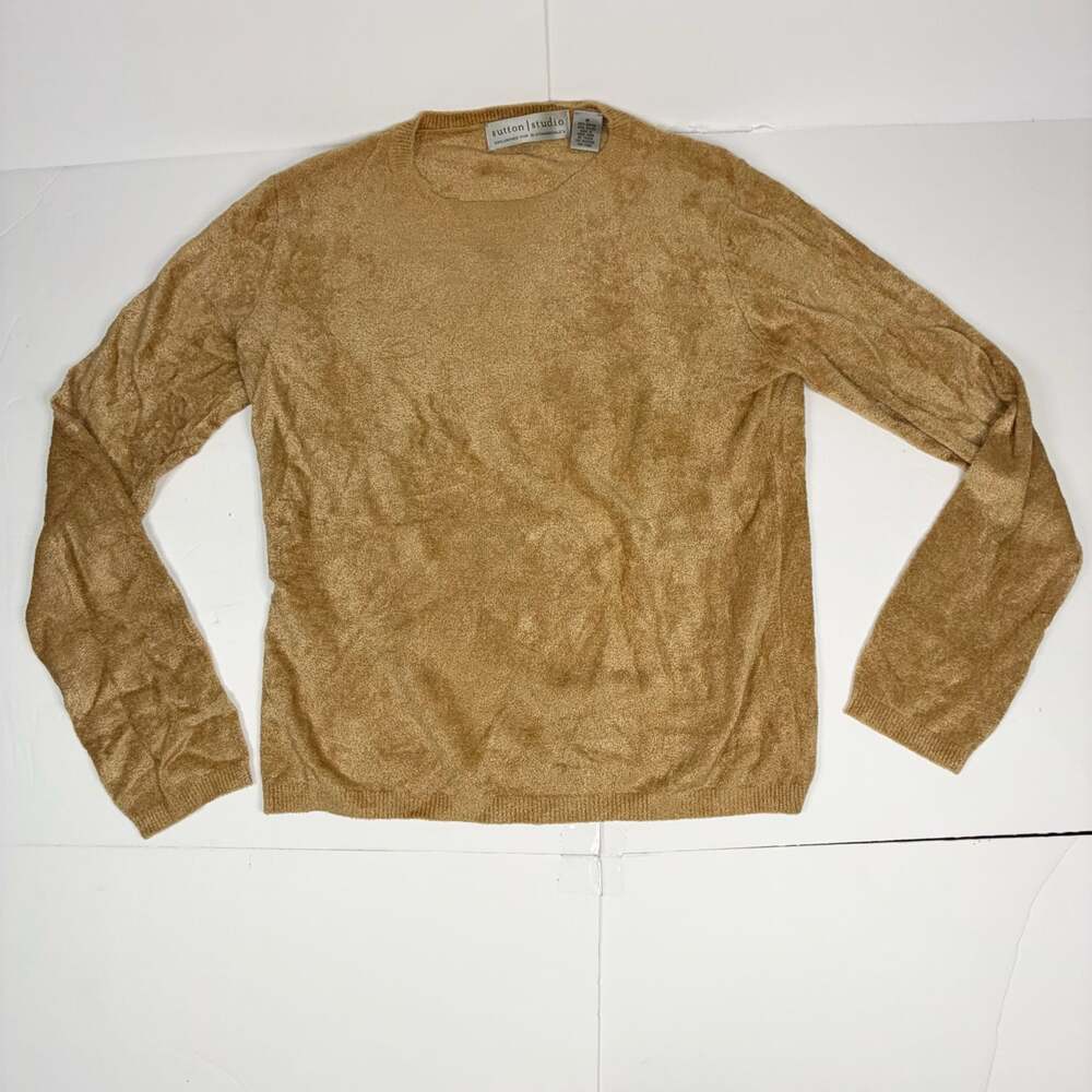 Sutton Studio Bloomingdale's Women's Gold Textured Crew Neck Sweater M
